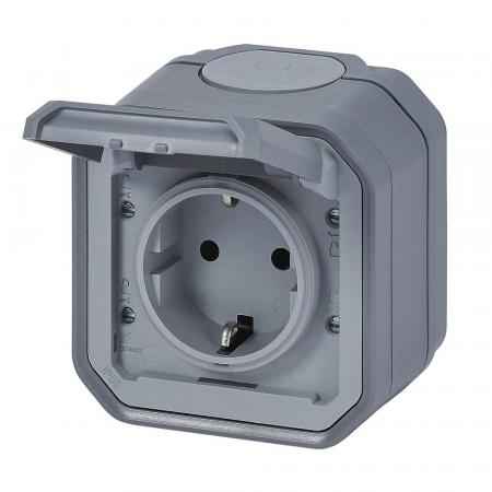 Legrand 069730L Plexo New Feuchtraum-Steckdose Aufputz IP44 Grau 16A