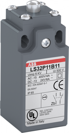 ABB LS32P11B11 Standard-Positionsschalter Kunststoff-Gehäuse grau IP65 Druckbolzen aus Stahl