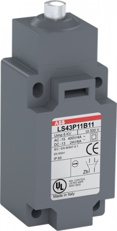ABB LS43P11B11 Standard-Positionsschalter Kunststoff-Gehäuse grau IP65 Druckbolzen aus Stahl