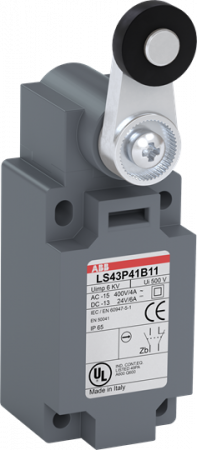 ABB LS43P41B11 Standard-Positionsschalter Kunststoff-Gehäuse grau IP65 Polyamid-Rollenschwenkhebel D=22