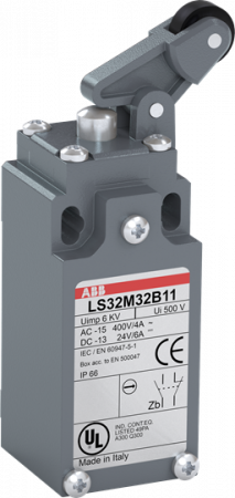ABB LS33M32B11 Standard-Positionsschalter Metall-Gehäuse IP66 Kunstst.-W.rollenhebel a. Stahl-Dr.b
