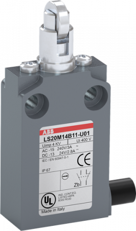 ABB LS20M14B11-U01 Positionsschalter Metall-Gehäuse IP67 Stahl-Rollendruckbolzen quer verzinkt