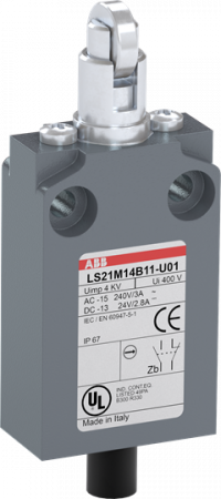 ABB LS21M14B11-U01 Positionsschalter Metall-Gehäuse IP67 Stahl-Rollendr.bolzen quer verzinkt