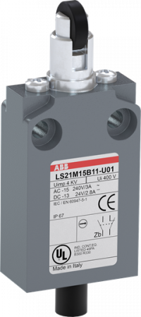 ABB LS21M15B11-U01 Positionsschalter Metall-Gehäuse IP67 Kunstst.-Rollendr.bolzen quer Polyac