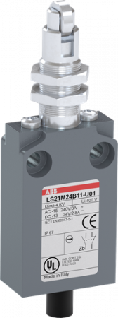 ABB LS21M24B11-U01 Positionsschalter Metall-Gehäuse IP67 Stahl-Rollendruckbolzen quer verzinkt