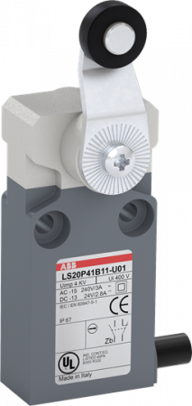 ABB LS20P41B11-U01 Positionsschalter Kunststoff-Geh. grau IP67 Kunstst.-Rollenschwenkhebel Polyac