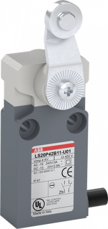 ABB LS20P42B11-U01 Positionsschalter Kunststoff-Gehäuse grau IP67 Stahl-Rollenschwenkhebel verzinkt