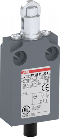 ABB LS21P12B11-U01 Positionsschalter Kunststoff-Gehäuse grau IP67 Rollendruckbolzen verzinkt