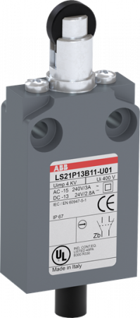 ABB LS21P13B11-U01 Positionsschalter Kunststoff-Geh. grau IP67 Kunstst.-Rollendruckb. Polyacetal