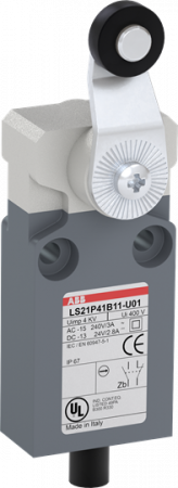 ABB LS21P41B11-U01 Positionsschalter Kunststoff-Geh. grau IP67 Kunstst.-Rollenschwenkhebel Polyac