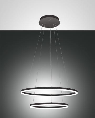 FABAS LUCE 3508-45-101-01 Giotto LED Hängeleuchte 2 Ringe Ø60cm Warmweiß Schwarz dimmbar Smartluce
