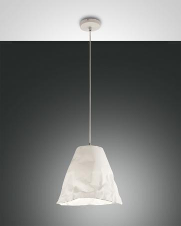 Crumple Pendelleuchte aus handgemachter Keramik im Knitter-Look in Weiss von Fabas Luce Ø30CM