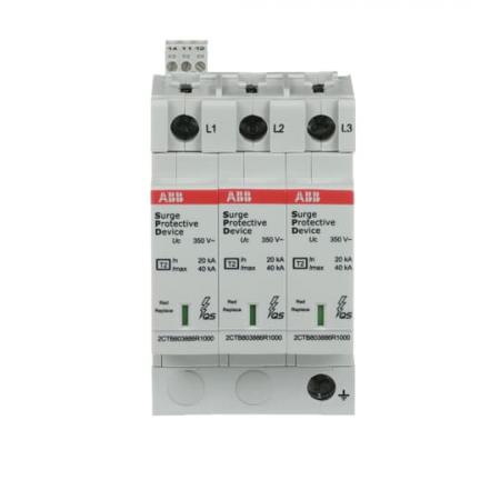 ABB OVR T2 3L 40-350 P TS QS SPD Typ 2 für 230/400V TN-C 3P, Imax 40kA, In 20kA, Up 1, 5kV, TS Telesignal