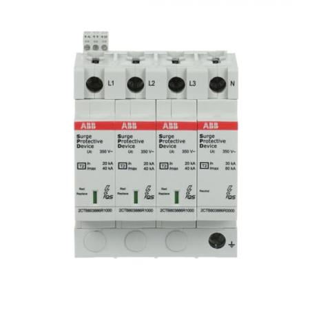 ABB OVR T2 3N 40-350 P TS QS SPD Typ 2 für 230/400 V TT-3Ph. + TN-S 3P+N, Imax 40kA, In 20kA, Up 1, 5kV, TS Telesignal