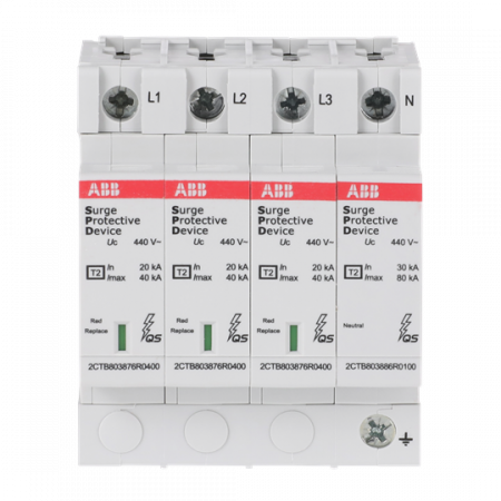 ABB OVR T2 3N 40-440 P QS SPD Typ 2 für 400/690 V TT-3Ph. + TN-S 3P+N, Imax 40kA, In 20kA, Up 1, 8kV