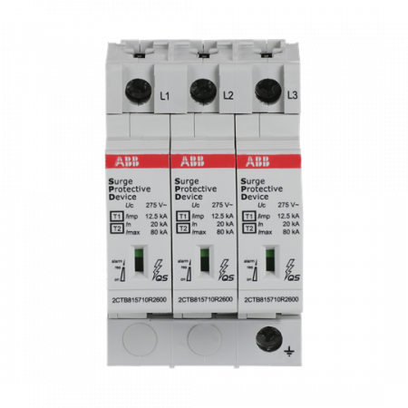 ABB OVR T1-T2 3L 12.5-275s P QS Kombi-Ableiter T1-T2 12.5kA/Pol, TNC 3, Uc 275 V, Up 1, 1 kV