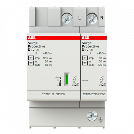 ABB OVR T1-T2 1N 12.5-440s P QS Kombi-Ableiter T1-T2 12.5kA/Pol, TT/TN 1+N, Uc 440V, Up 1, 8 kV