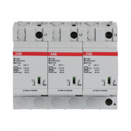 ABB OVR T1-T2 3L 12.5-440s P QS Kombi-Ableiter T1-T2 12.5kA/Pol, TNC 3, Uc 440V, Up 1, 6 kV