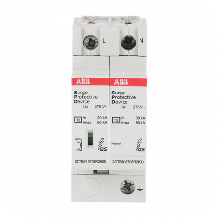 ABB OVR T2 1N 80-275s P QS SPD T2 mit Reserve-Var. 230/400 V TT/TNS 1P 1P+N, Imax 80kA, In 30kA, Up 1, 8kV