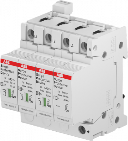 ABB OVR T2 3N 80-440s P TS QS SPD T2 mit Reserve-Varistor 400/690 V TT/TNS 3P 3P+N, Imax 80kA, In 30kA, Up 2, 4kV, TS