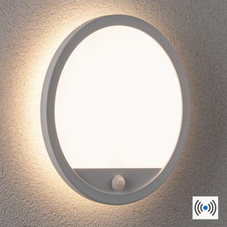 Paulmann 94662 LED Außenpanel Lamina Backlight Bewegungsmelder seewasserresistent Spritzwasser geschützt rund 280mm warmweiß 14,5W Weiß Kunststoff