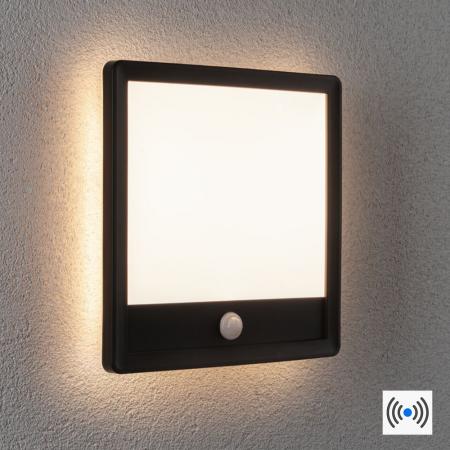 Paulmann 94665 LED Außenpanel Lamina Backlight Bewegungsmelder IP44 eckig warmweiß 14,5W Schwarz