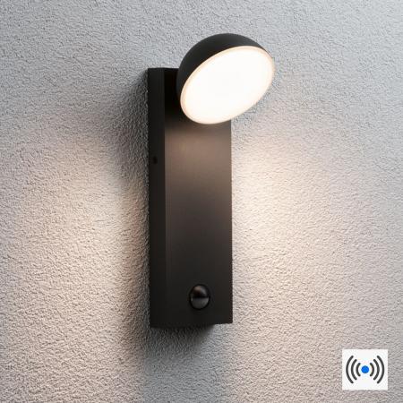 Paulmann 94739 LED Außenwandleuchte Puka modern seewasserresistent Spritzwasser geschützt rund 110x125mm warmweiß 8,5W Anthrazit Aluminium