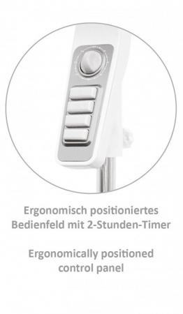 Fakir SDA 6958009 Standventilator VC 35 S in Weiß 3 Stufen, Timer, höhenverstellbar