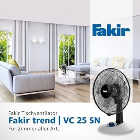 Fakir Trend Tischventilator VC 25 SN  in Weiß/Schwarz 4 Stufen, Oszillation horizontal, einstellbarer Neigungswinkel
