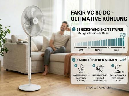 Fakir 6970009 Standventilator VC 80 DC weiß