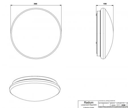 Radium LED Aufbauleuchte Essence SENSOR 24,5W 2050lm 3000/4000K CCT 120° Ø360mm IP54