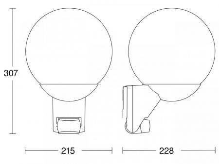 STEINEL L 585 S Außenwandleuchte mit Bewegungssensor in Weiß mit Kristallglaskugel