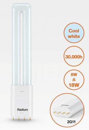 Radium LED Essence Long RL-LONG18 840/2G11 UN LED-Kompaktlampe 8W 4000K Neutralweiß