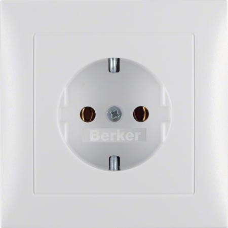 Berker 47429909 SCHUKO UP Steckdose 1-fach mit Abdeckplatte S.1/B.3/B.7 polarwei