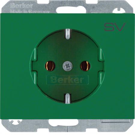 Berker 47157113 Steckdose SCHUKO mit Aufdruck K.1/K5 grü