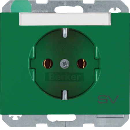 Berker 47397113 Steckdose SCHUKO m BF Aufdr K.1/K.5 grün