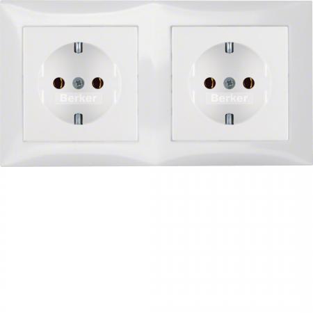 Berker 47208989 Steckdosen-Kom SCHUKO 2f m Ra S.1 pw gl