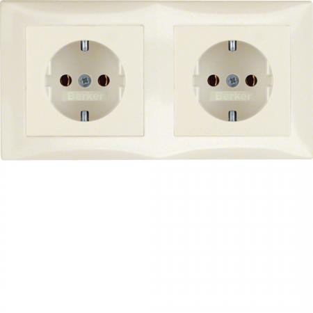 Berker 47208982 Steckdosen-Kom SCHUKO 2f m Ra S.1 we