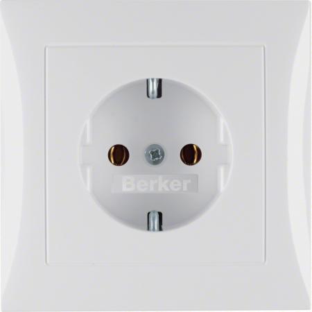 Berker 47428989 Steckdose SCHUKO mit Abdeckplatte S.1/B.3/B.7 polarweiß, glänzen