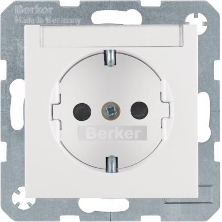 Berker 47498989 Steckdose 1-fach mit Beschriftungsfeld u. erh.BS S.1/B.3/B.7 pol