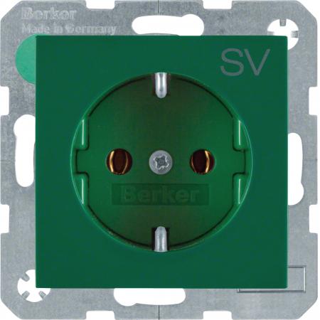 Berker 47438903 Steckd. SCHUKO m Druck S.1/B.x grün gl