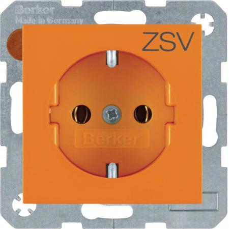 Berker 47438907 Steckd. SCHUKO m Druck S.1/B.x orange gl