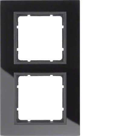 Berker 10126616 Glasrahmen 2-fach, Serie B.7, Glas schwarz/anthrazit matt