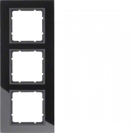 Berker 10136616 Rahmen 3fach B.7 Glas schwarz