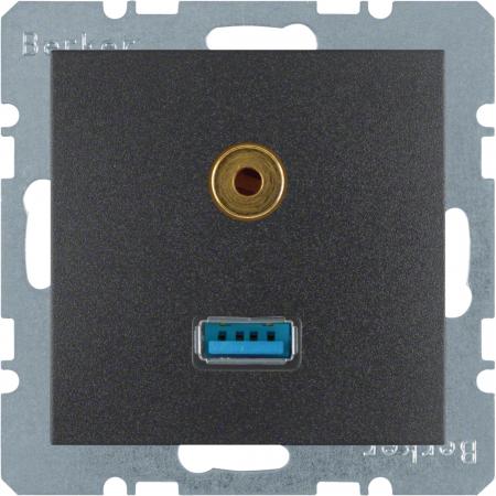 Berker 3315391606 USB/3,5 mm Audio Steckdose B.3/B.7 anth