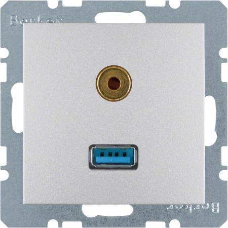 Berker 3315391404 USB/3,5 mm Audio Steckdose B.7 alu matt