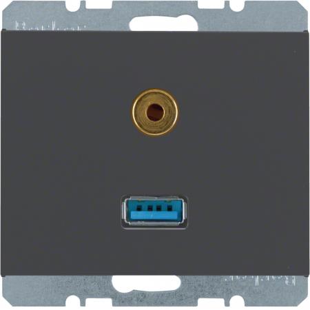 Berker 3315397006 USB/3,5 mm Audio Steckdose K.1 anthr