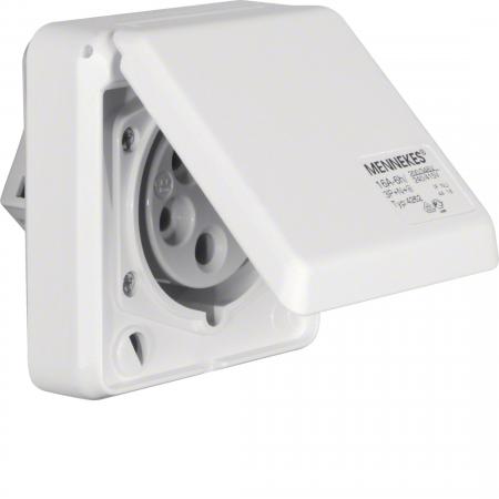 Berker 578501 CEE Steckdose, Drehstromsteckdose 5-polig Eb 16 A mit Klappdeckel