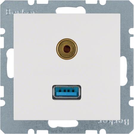 Berker 3315398989 USB/3,5 mm Audio Steckdose S.1/B.3/B7 pw