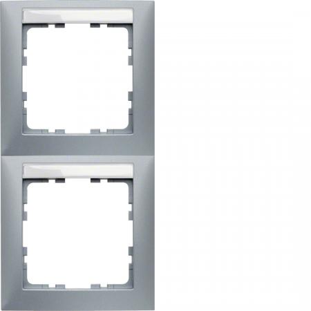 Berker 10129959 Rahmen 2-fach senkrecht, mit Beschriftungsfeld, Serie S.1, alu m